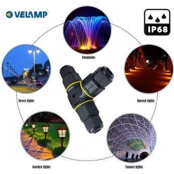 3-pin waterproof junction connector, IP68. 3-way connector 2