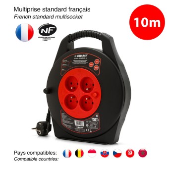 10 meter domestic cable reel with 4 French standard... 2