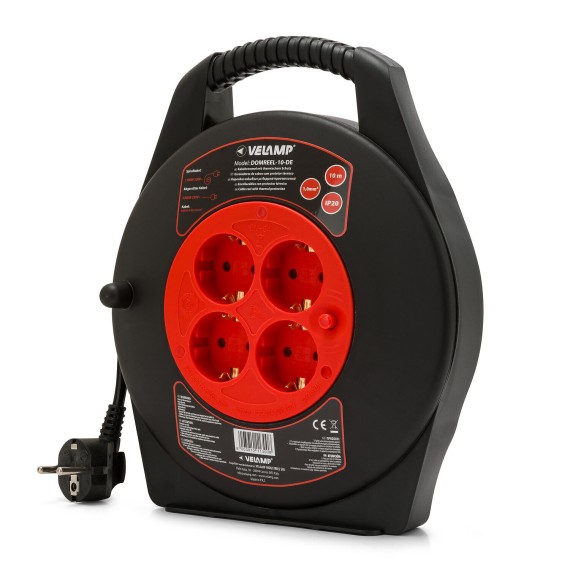 Domestic cable reel 4 standard Schuko sockets,...