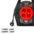 Domestic cable reel 4 standard Schuko sockets, H05VV-F3G1.0MM2 cable, 10M, CE