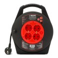 Domestic cable reel 4 standard Schuko sockets, H05VV-F3G1.0MM2 cable, 10M, CE