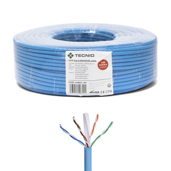Cable de red UTP CAT6 de 100 m en madeja