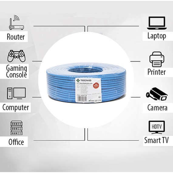 Cable de red UTP CAT6 de 100 m en madeja