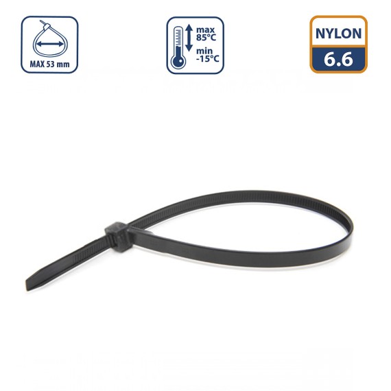 Schwarze Kabelbinder aus Nylon, 3,6 x 200 mm –...