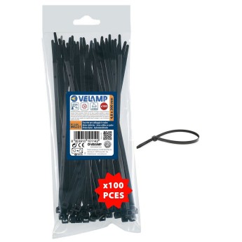 Black nylon cable ties 4.8x300 - 100pcs 2