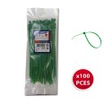 Bridas de nailon verdes 4,8 x 200 - 100 unidades