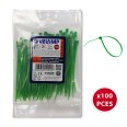 Green nylon cable ties 2.5x100 - 100pcs