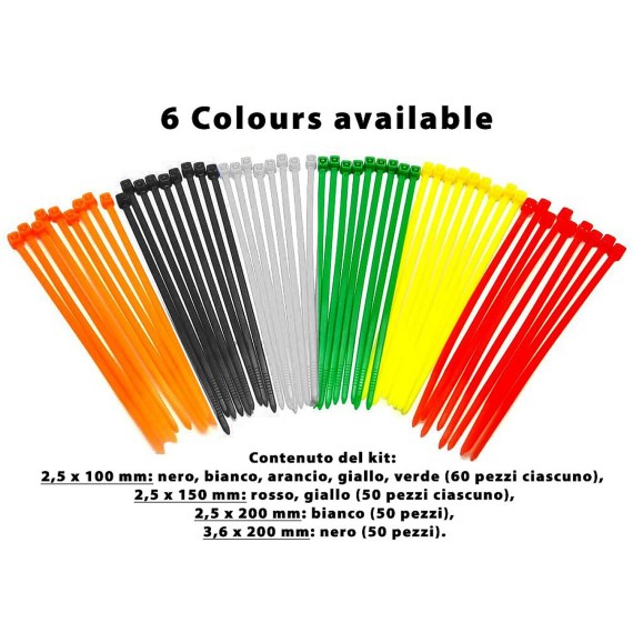 Multicolored Nylon Cable Ties, Various Sizes -...