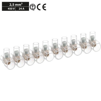 Single-pole terminals 2.5mm2, 10-pole strip 2