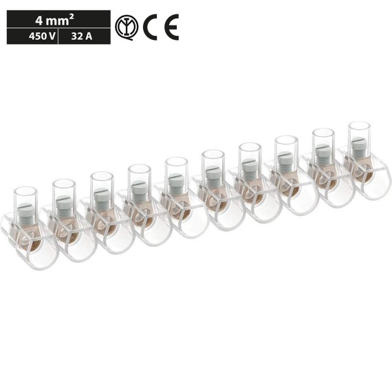 4mm2 single-pole terminals, 10-pole strip