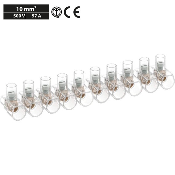 10mm2 single-pole terminals, 10-pole strip