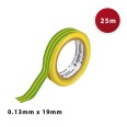 PVC-Elektroisolierband, 0,13 mm dick, 19 mm x 25 m. Gelb und grün.