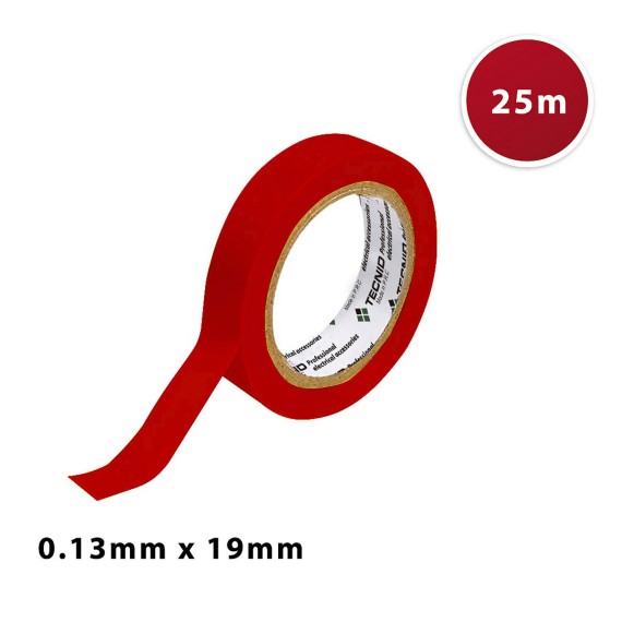 PVC-Isolierband, 0,13 mm dick, 19 mm x 25 m. Rot