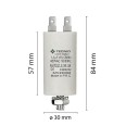 Starting capacitor for electric motors, 450V, capacity: 2µF, 4 pin / M8