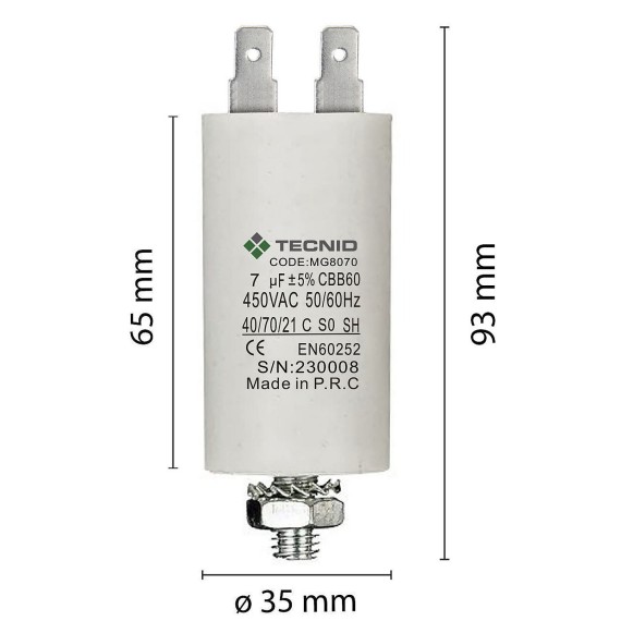 Starting capacitor for electric motors, 450V,...
