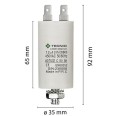 Starting capacitor for electric motors, 450V, capacity: 12µF, 4 pin / M8