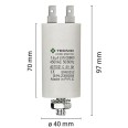 Starting capacitor for electric motors, 450V, capacity: 16µF, 4 pin / M8