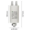 Starting capacitor for electric motors, 450V, capacity: 35µF, 4 pin / M8