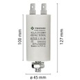 Starting capacitor for electric motors, 450V, capacity: 40µF, 4 pin / M8