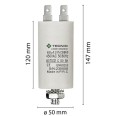Starting capacitor for electric motors, 450V, capacity: 60µF, 4 pin / M8