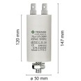 Anlaufkondensator für Elektromotoren, 450 V, Kapazität: 70µF, 4-polig / M8
