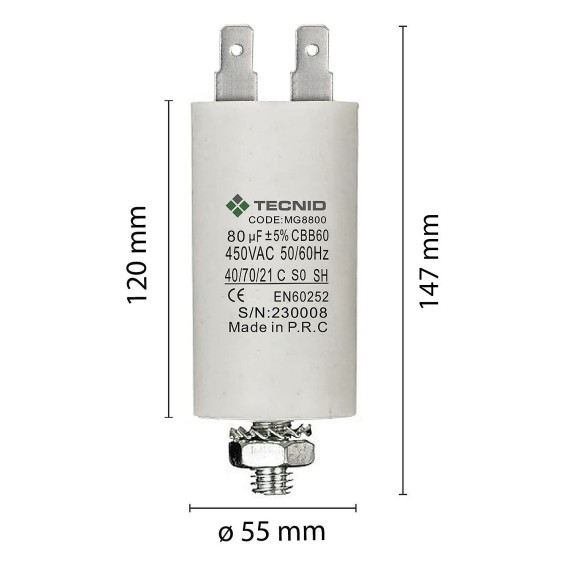 Starting capacitor for electric motors, 450V,...