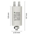 Starting capacitor for electric motors, 450V, capacity: 80µF, 4 pin / M8