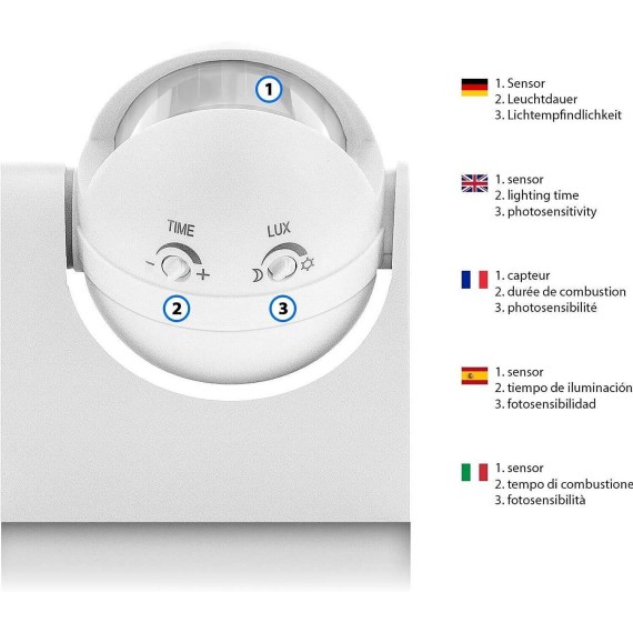 Détecteur de mouvement compact IP44. Blanc.