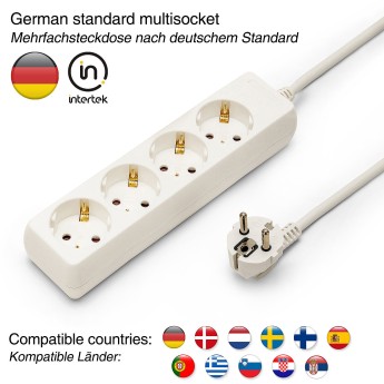 Standard Schuko 4x16A power strip, 1m long cable,... 2