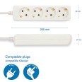 Standard Schuko 4x16A power strip, 1m long cable, H05VV-F3G1.0MM2, CE