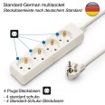 Standard Schuko 4x16A power strip, 1m long cable, H05VV-F3G1.0MM2, CE