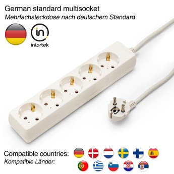Standard Schuko 5x16A power strip, 1m long cable,... 2