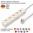 Standard Schuko 5x16A power strip, 1m long cable, H05VV-F3G1.0MM2, CE