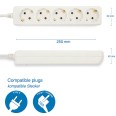 Standard Schuko 5x16A power strip, 1m long cable, H05VV-F3G1.0MM2, CE