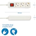 Standard Schuko 3x16A power strip, with switch, 1m long cable, H05VV-F3G1.0MM2, CE