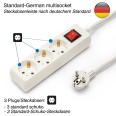Standard Schuko 3x16A power strip, with switch, 1m long cable, H05VV-F3G1.0MM2, CE