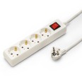 Standard Schuko x16A power strip, with switch, 1m long cable, H05VV-F3G1.0MM2, CE