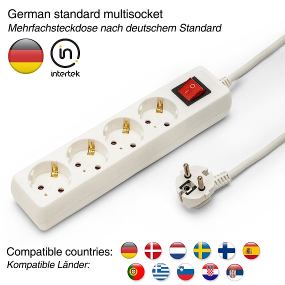 Standard Schuko x16A power strip, with switch,...