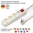 Standard Schuko x16A power strip, with switch, 1m long cable, H05VV-F3G1.0MM2, CE