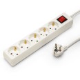 Standard Schuko 5x16A power strip, with switch, 1m long cable, H05VV-F3G1.0MM2, CE