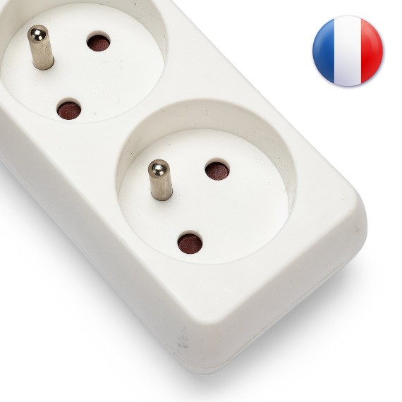 Regleta francesa 3x16A, cable de 1 m,...