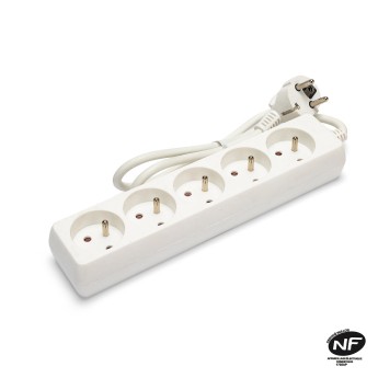 French power strip 5x16A, 1m long cable, H05VV-F3G1.0MM2,... 2