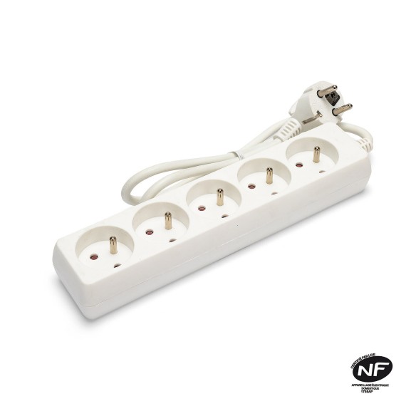 French power strip 5x16A, 1m long cable,...