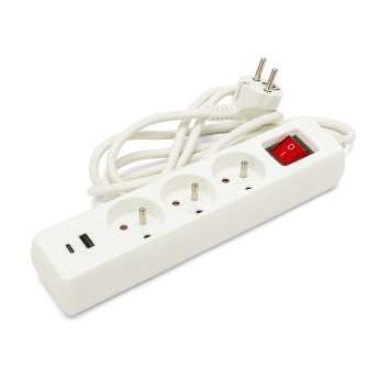 French power strip with 3 2P+T outlets and 2 USB ports....