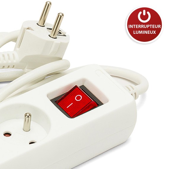 French power strip with 3 2P+T outlets and 2...
