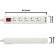 Französische Standard-Steckdosenleiste mit 5 Doppelsteckdosen (2P+T) und 2 USB-Anschlüssen. 1,5 m Kabel. Weiß.