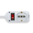 Multipresa 3 posti: 1 schuko + 2 bivalenti 10/16A. Cavo 1,4m, Spina Piccola 10A
