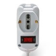 Multipresa 3 posti: 1 schuko + 2 bivalenti 10/16A. Cavo 1,4m, Spina Piccola 10A