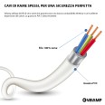 Multipresa 3 posti: 1 schuko + 2 bivalenti 10/16A. Cavo 1,4m, Spina Piccola 10A
