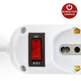 Multipresa 3 posti: 1 schuko + 2 bivalenti 10/16A. Cavo 1,4m, Spina Piccola 10A